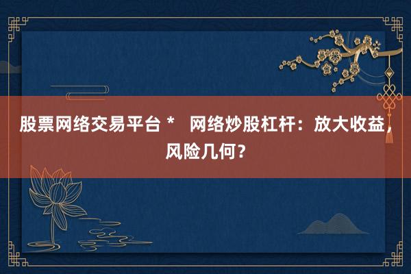 股票网络交易平台 *   网络炒股杠杆：放大收益，风险几何？