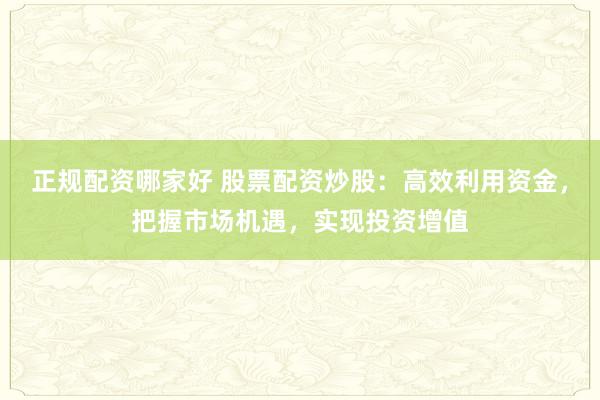正规配资哪家好 股票配资炒股：高效利用资金，把握市场机遇，实现投资增值