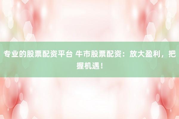 专业的股票配资平台 牛市股票配资：放大盈利，把握机遇！