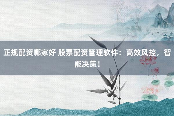 正规配资哪家好 股票配资管理软件：高效风控，智能决策！