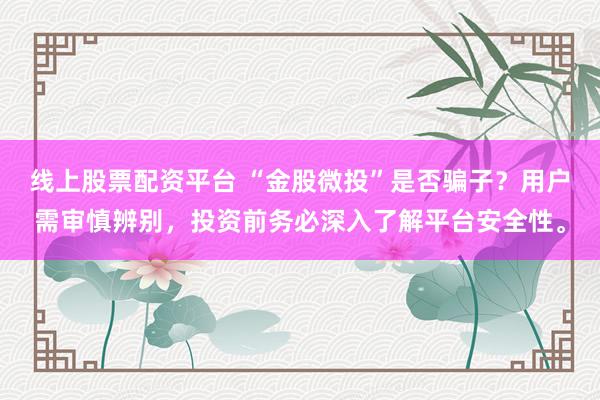 线上股票配资平台 “金股微投”是否骗子？用户需审慎辨别，投资前务必深入了解平台安全性。