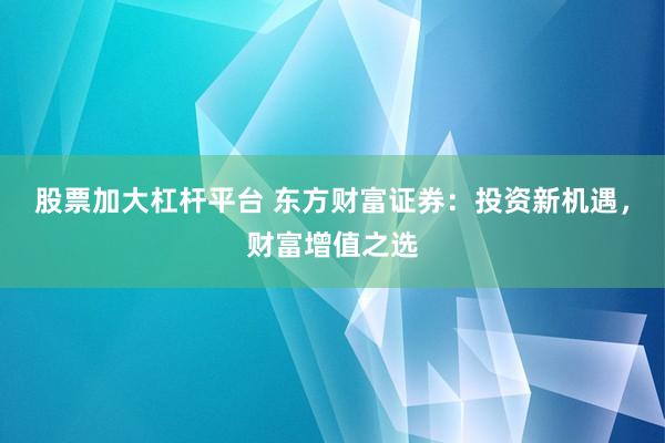 股票加大杠杆平台 东方财富证券：投资新机遇，财富增值之选