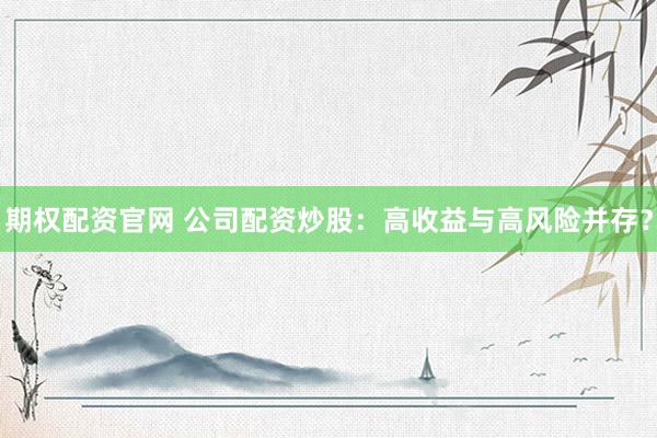期权配资官网 公司配资炒股：高收益与高风险并存？