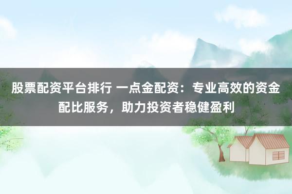 股票配资平台排行 一点金配资：专业高效的资金配比服务，助力投资者稳健盈利