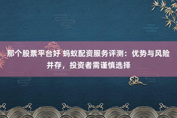 那个股票平台好 蚂蚁配资服务评测：优势与风险并存，投资者需谨慎选择