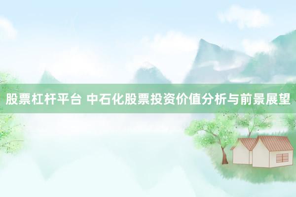 股票杠杆平台 中石化股票投资价值分析与前景展望