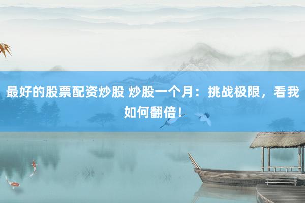最好的股票配资炒股 炒股一个月：挑战极限，看我如何翻倍！