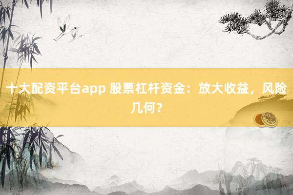 十大配资平台app 股票杠杆资金：放大收益，风险几何？