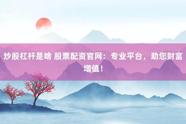 炒股杠杆是啥 股票配资官网：专业平台，助您财富增值！