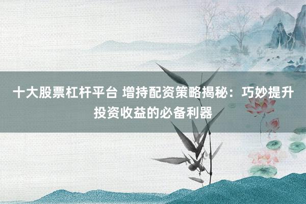 十大股票杠杆平台 增持配资策略揭秘：巧妙提升投资收益的必备利器