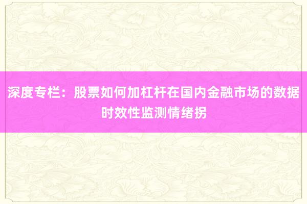 深度专栏:股票如何加杠杆在国内金融市场的数据时效性监测情绪拐