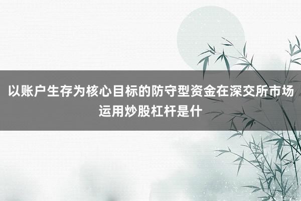 以账户生存为核心目标的防守型资金在深交所市场运用炒股杠杆是什