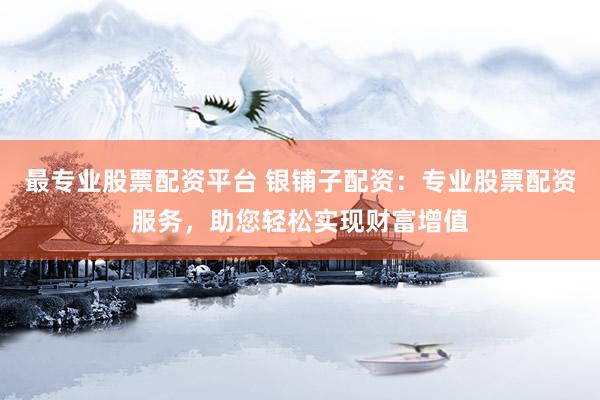 最专业股票配资平台 银铺子配资：专业股票配资服务，助您轻松实现财富增值