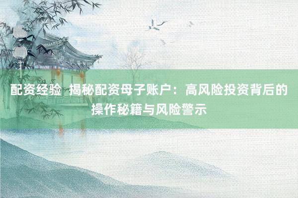 配资经验  揭秘配资母子账户：高风险投资背后的操作秘籍与风险警示