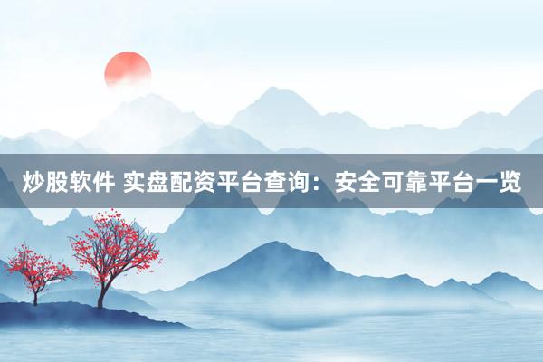 炒股软件 实盘配资平台查询：安全可靠平台一览